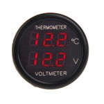 Digital Voltmeter - Thermometer, for car, red - red display, cigarette / lighter socket connection